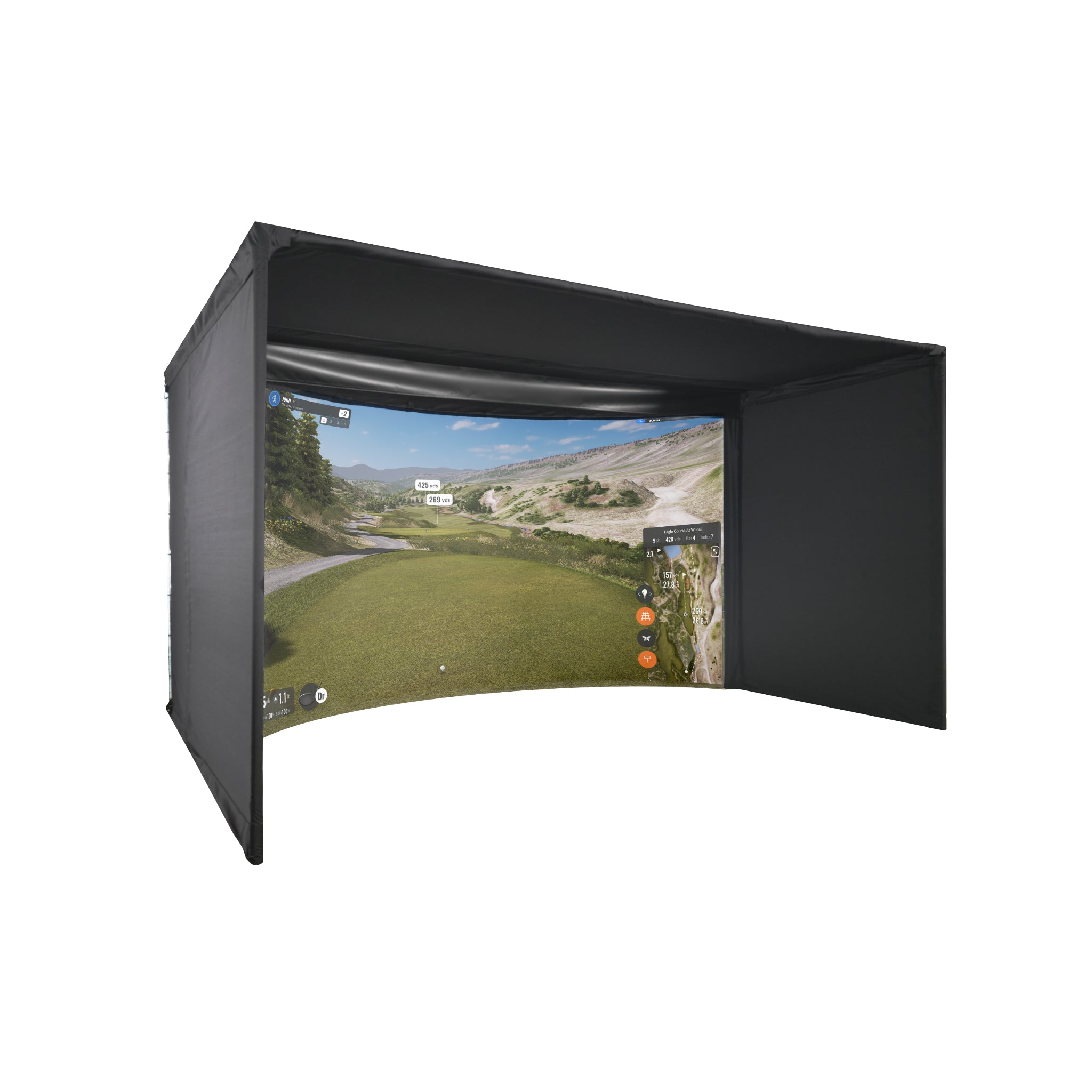 Carl's Place Curved Golf Simulator Enclosure Kit with Impact Screen