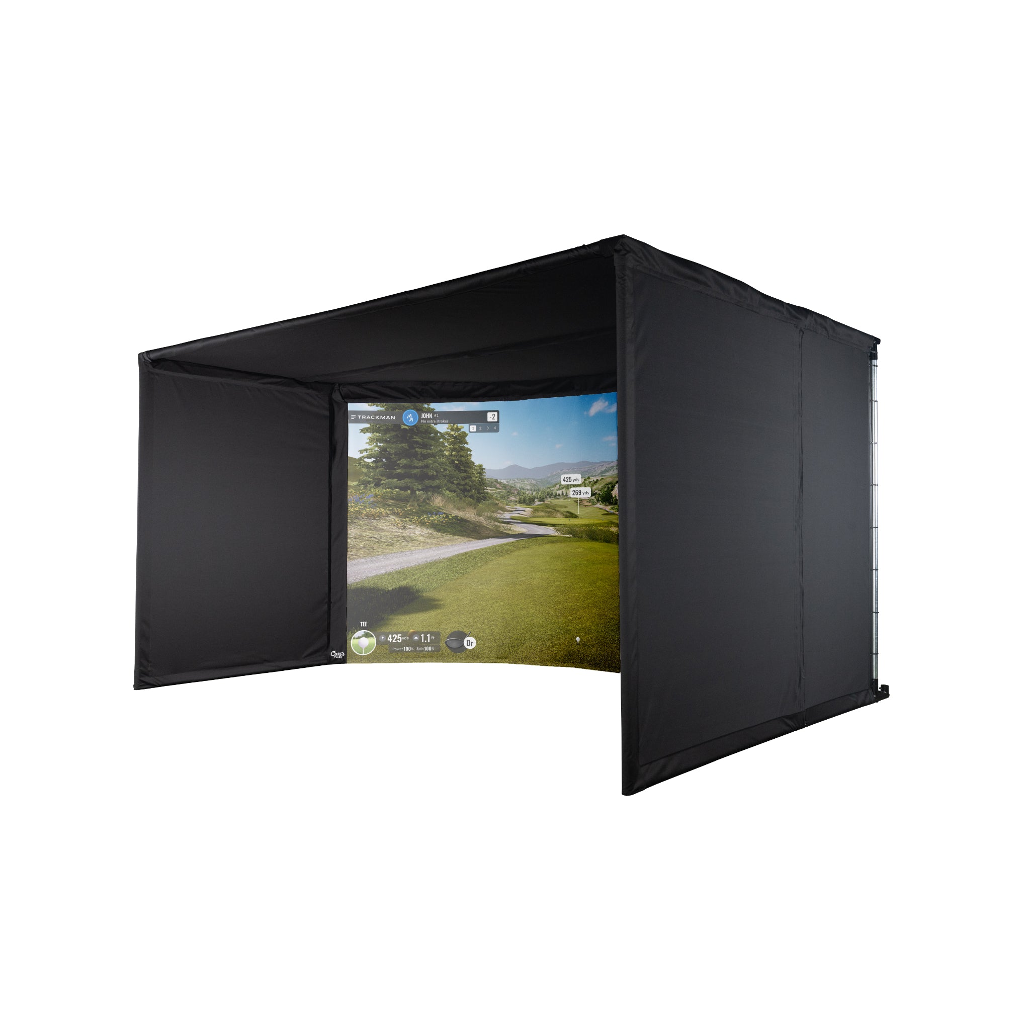 Carl's Place Curved Golf Simulator Enclosure Kit with Impact Screen